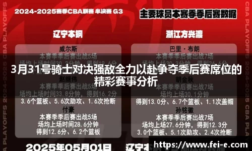 3月31号骑士对决强敌全力以赴争夺季后赛席位的精彩赛事分析